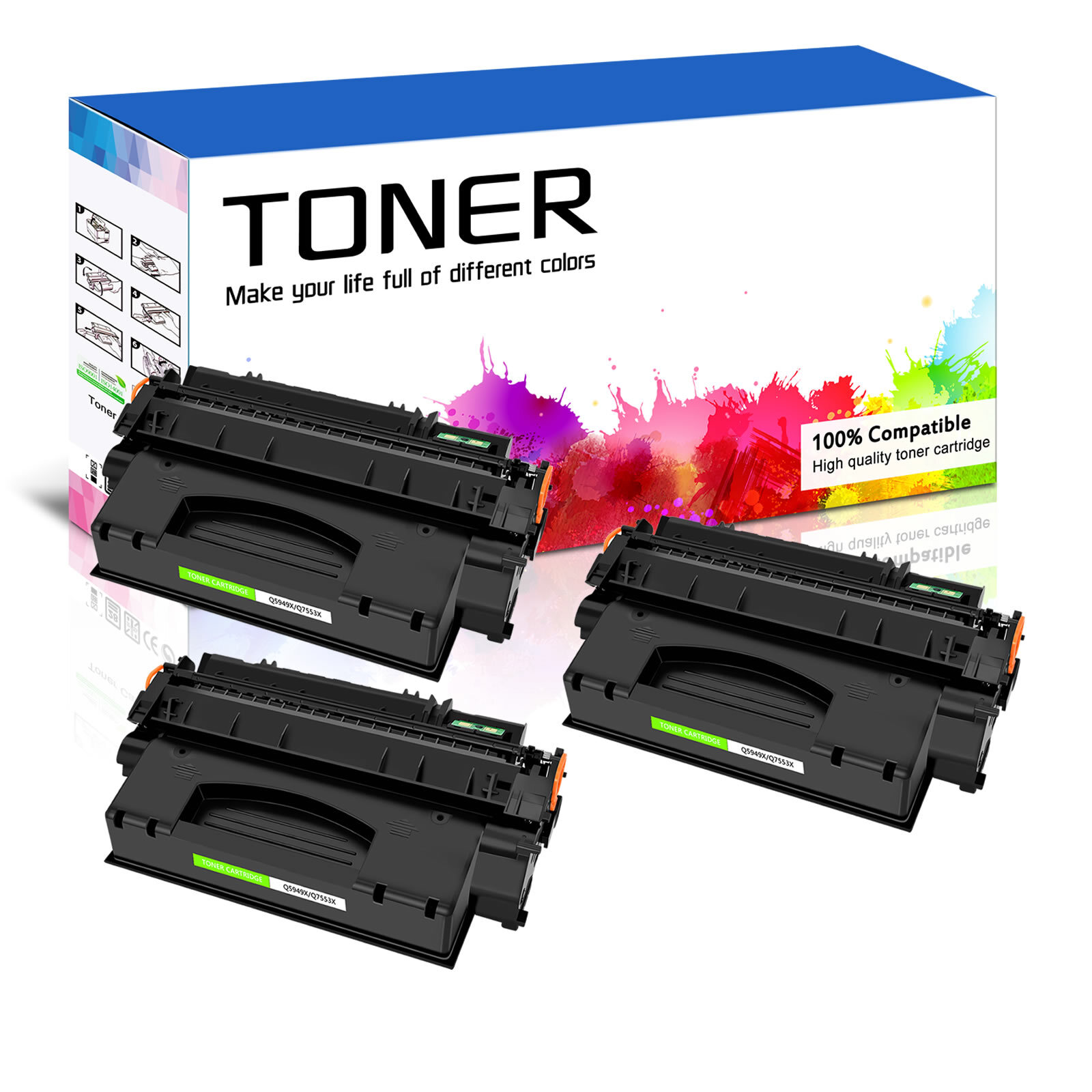 3PK Q7553X 53X Toner Cartridge Fits For HP Laserjet P2015d P2015 M2727NFS MFP