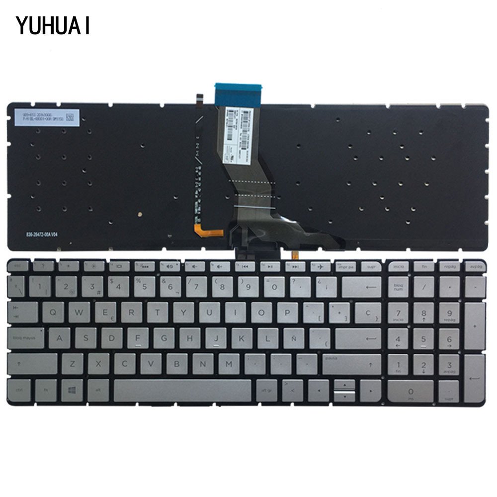 For HP ENVY 15-as000 15-as100 15t-as000 Keyboard Spanish Teclado Backlit Silver