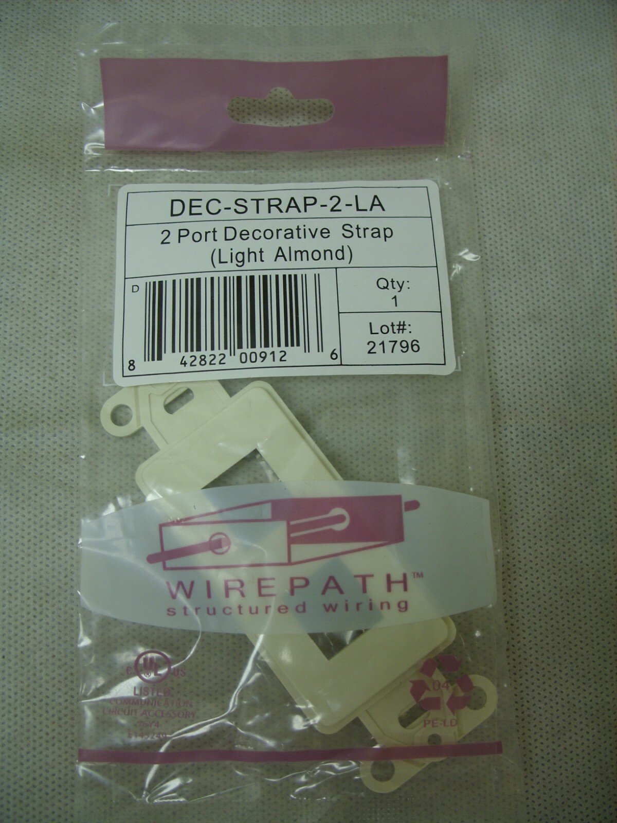 (Lot of 5) Wirepath 2-Port Decorative Strap (Light Almond) DEC-STRAP-2-LA
