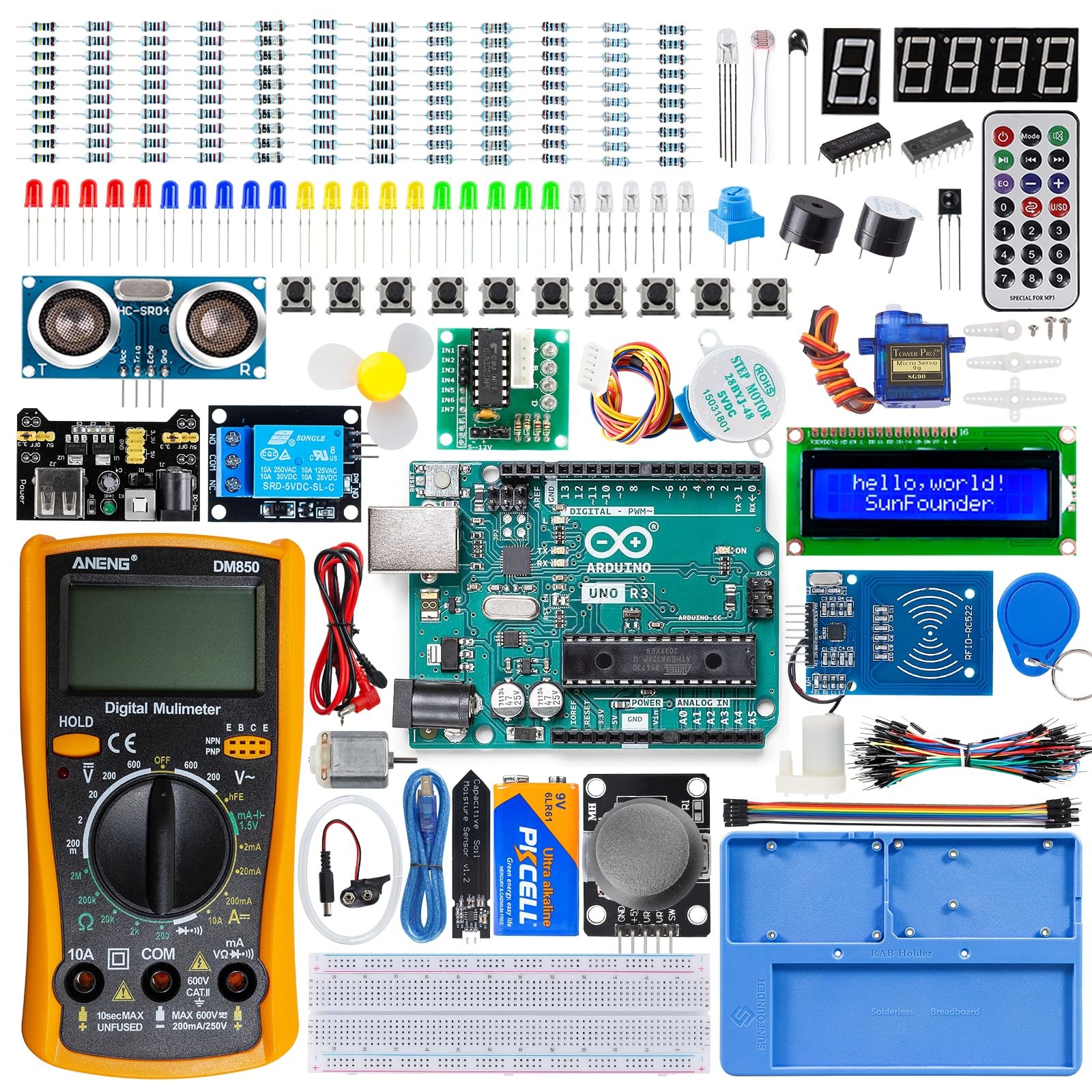 Inventor Lab Starter Kit with Original Arduino Uno R3 REV3 Multimeter 34 Proj...