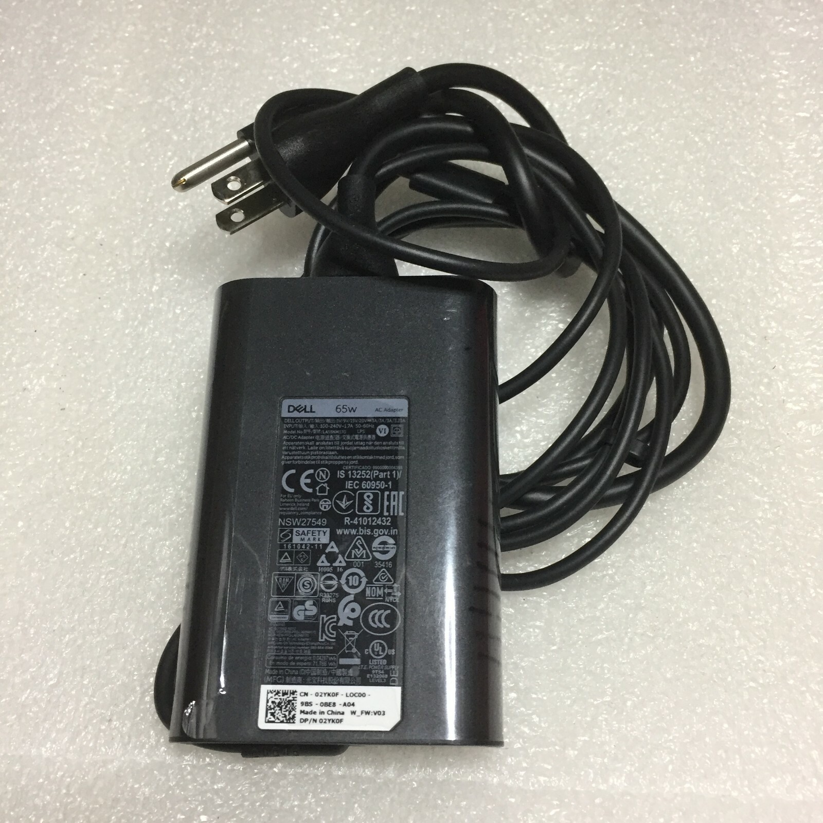 Genuine Dell AC Adapter HA65NM170 20V 3.25A 65W USBC DM1WCF 