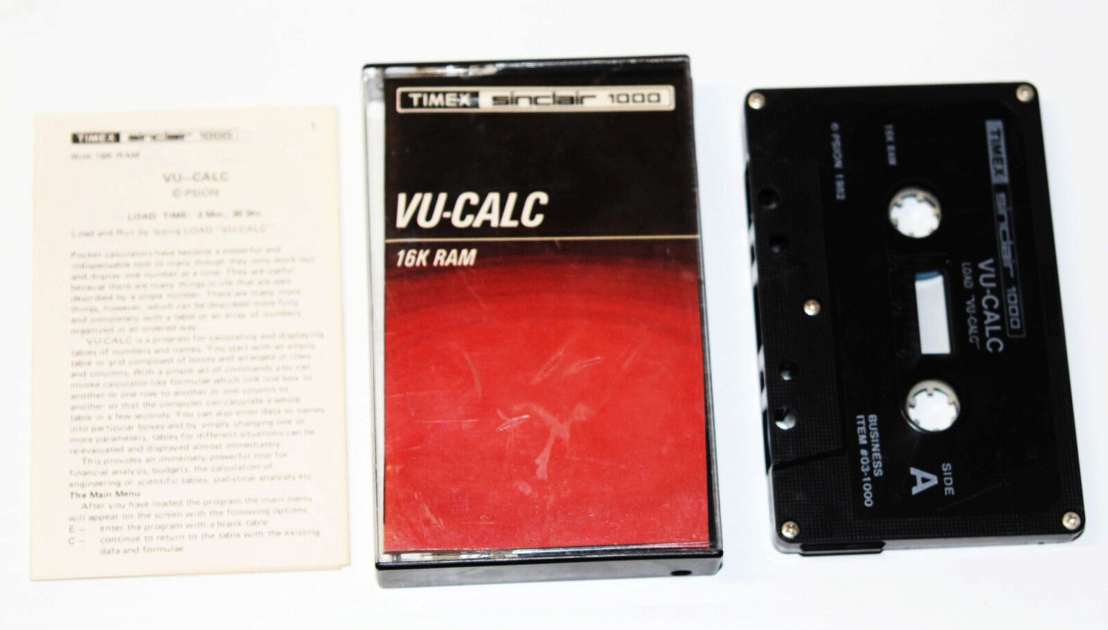 Vintage 1982 Timex Sinclair 1000 Computer VU-CALC 16k Ram Expansion Cassette 