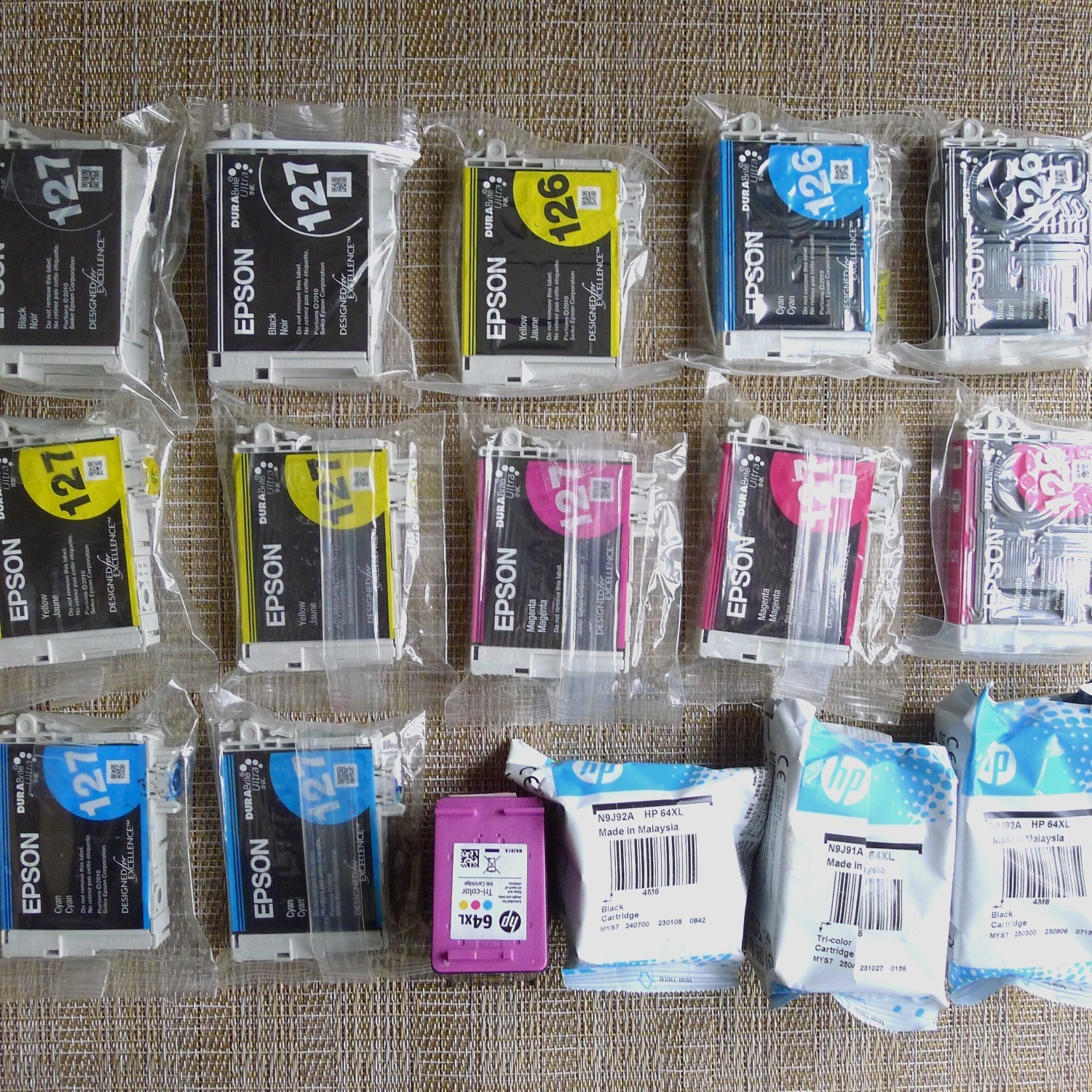 16 Epson and HP Printer Virgin Empty Ink Cartridges for Refilling