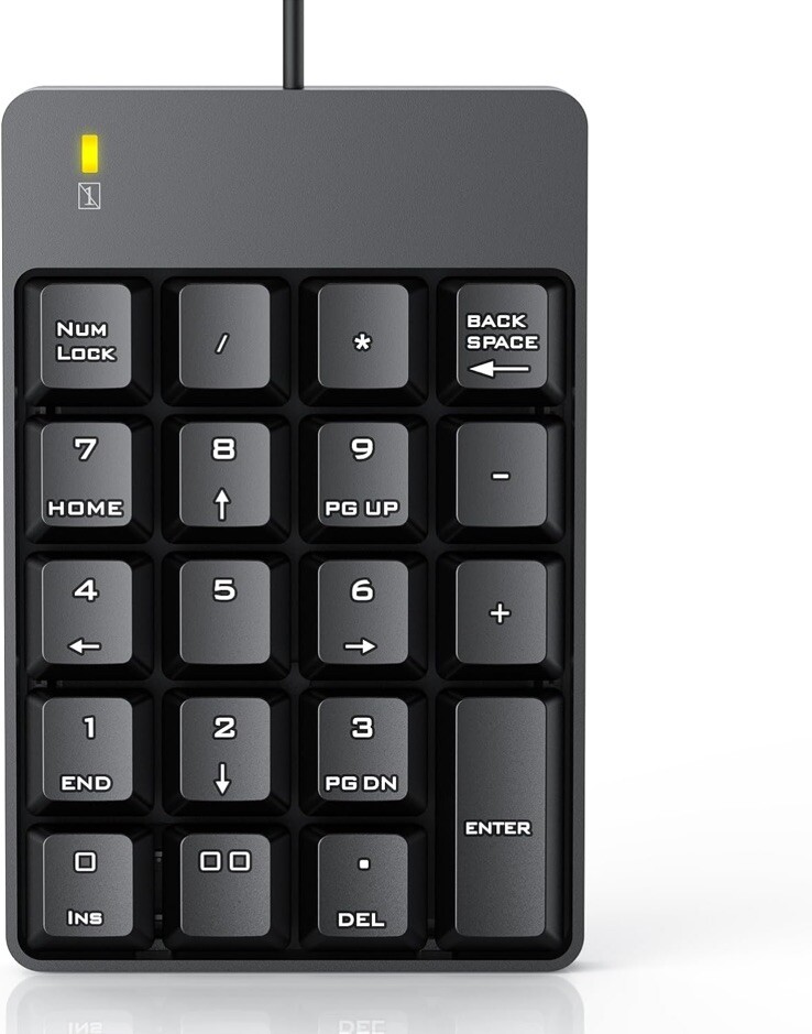 Wired Number Pad, USB Numeric Keypad 19 Key Number Keypad Keyboard 