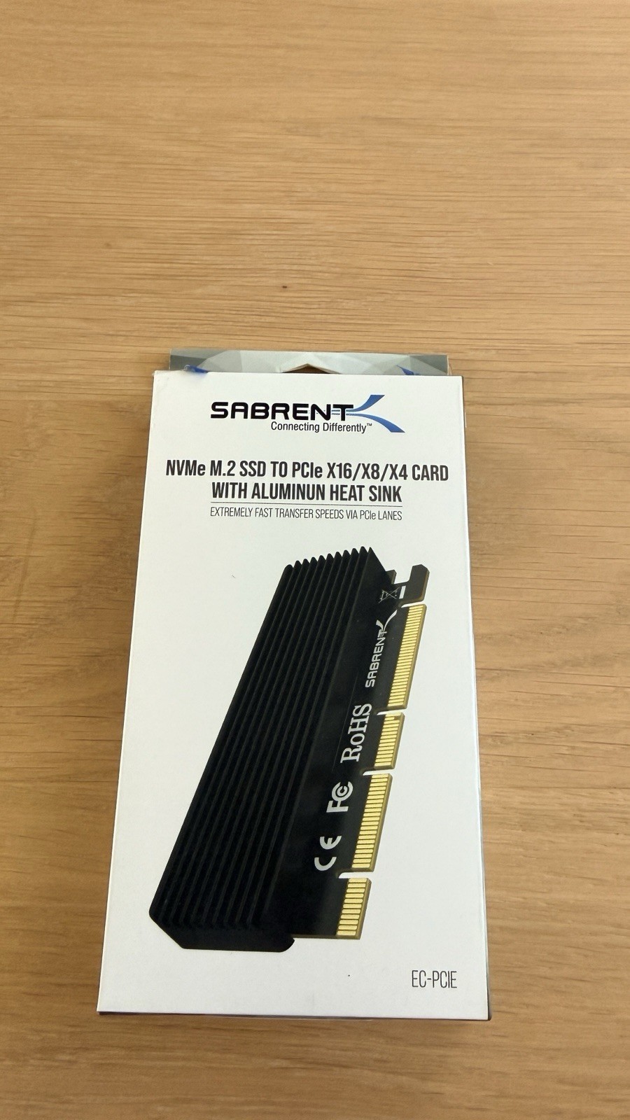 Sabrent NVMe M.2 to PCIe X16/X8/X4 Adapter with Aluminum Heat Sink (EC-PCIE) 