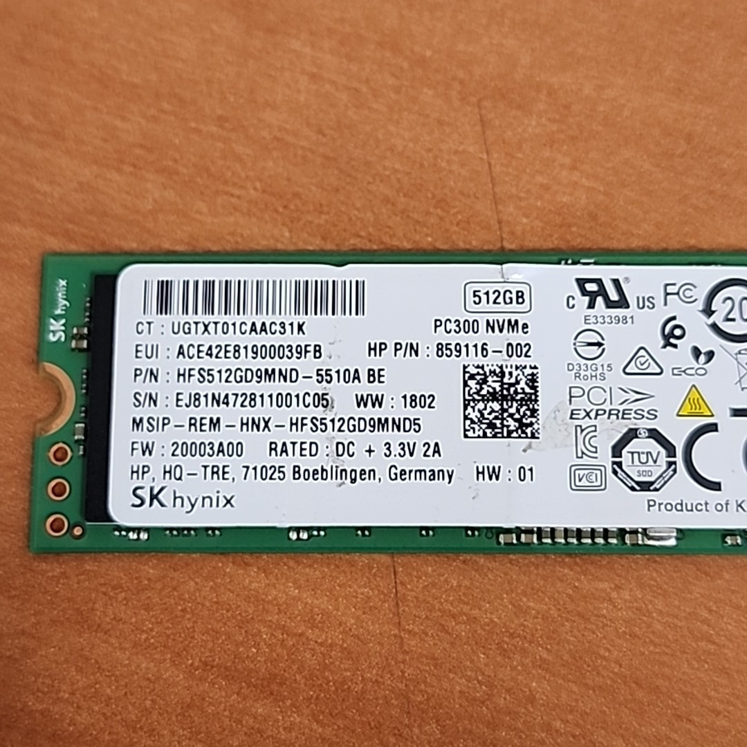 SK Hynix PC300 HFS512GD9MND-5510A 512 GB NVMe 80mm Solid State Drive