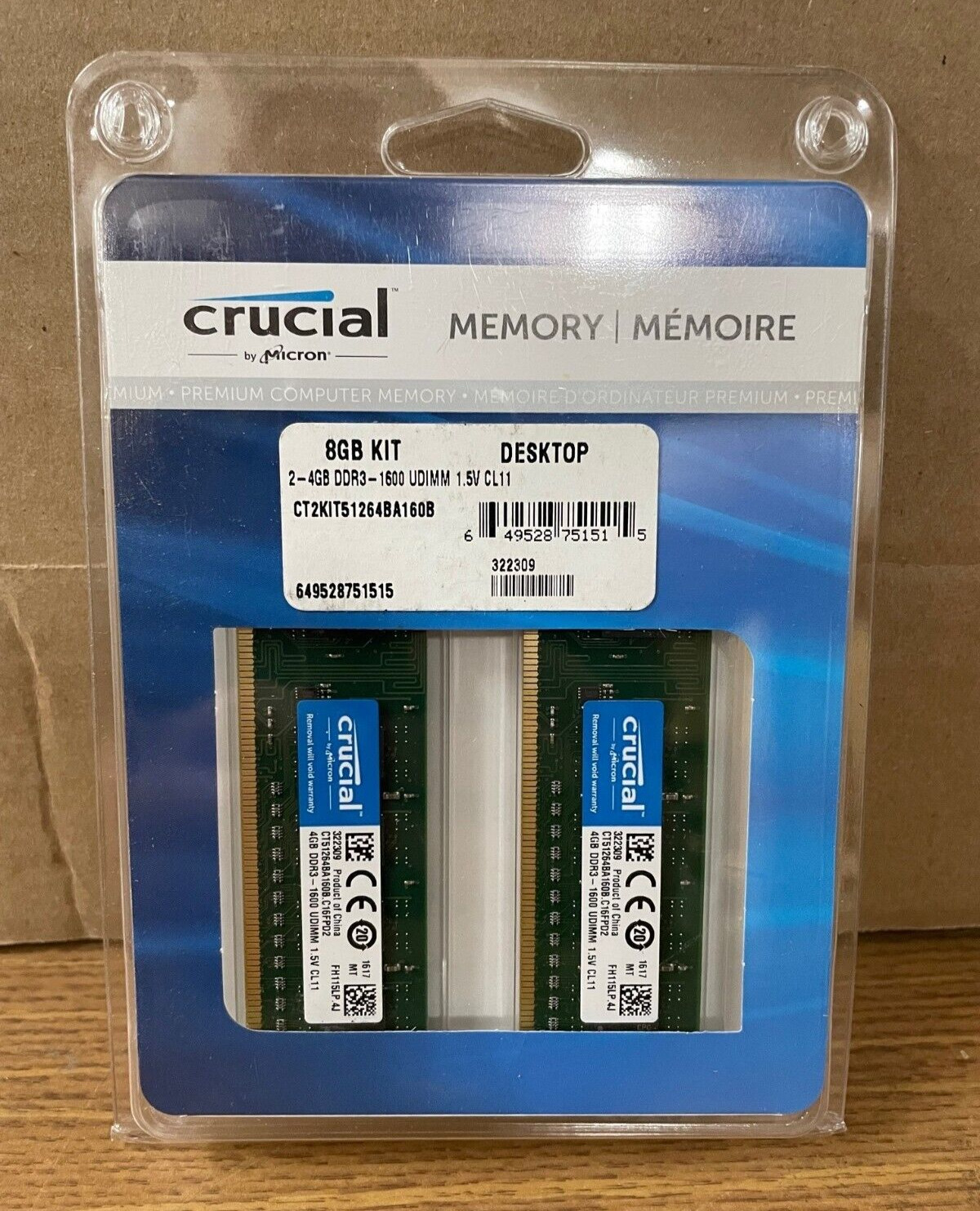 CRUCIAL by MICRON CRM-9128 MAC COMPATIBLE MEMORY 2 X 4GB