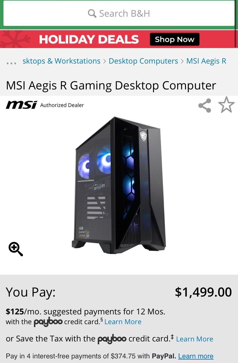MSI Aegis R Gaming Desktop - 4060Ti - 13th Gen i7