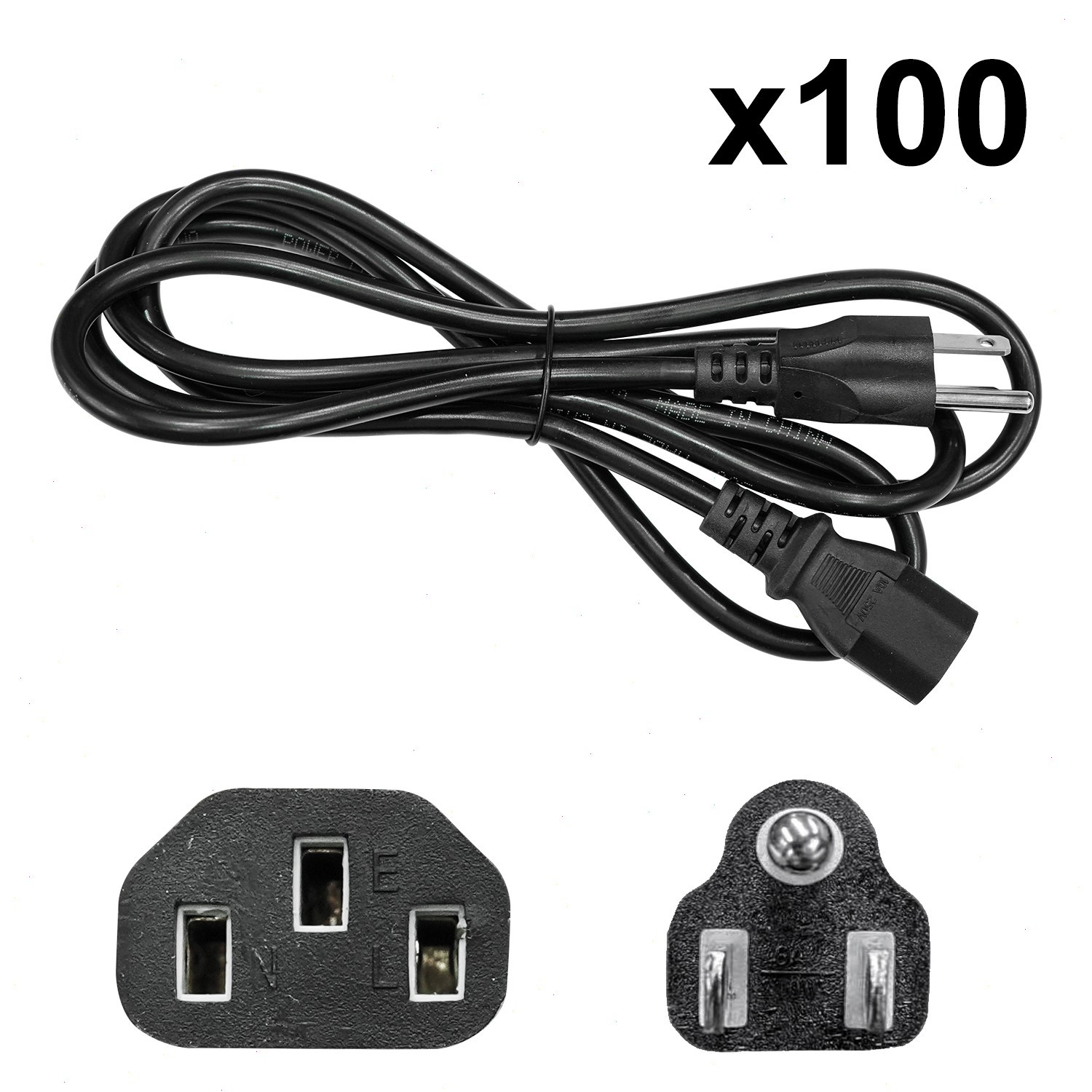 Lot 100 Power Cord Cable Desktop Computer 6ft IEC320 3Prong Design US Heavy Duty