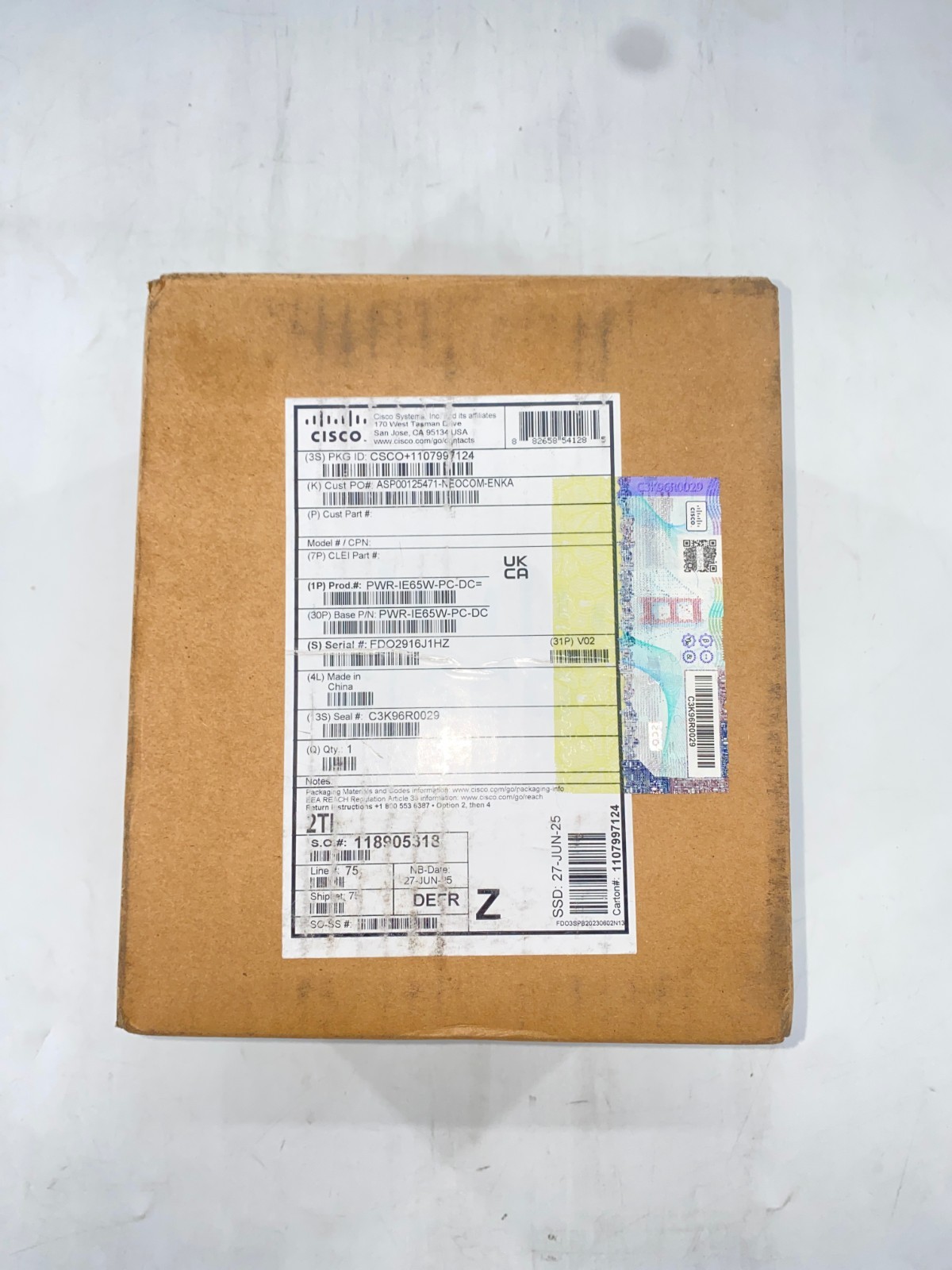 Cisco PWR-IE65W-PC-DC Power Module for IE3000/2000 Switch Power Supply Used