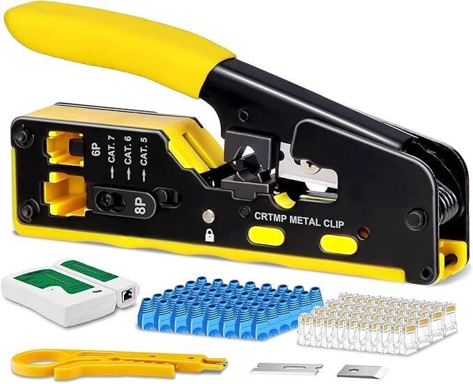 Kit de herramientas de crimpado para RJ45, crimpadora Ethernet todo en uno.neuvo