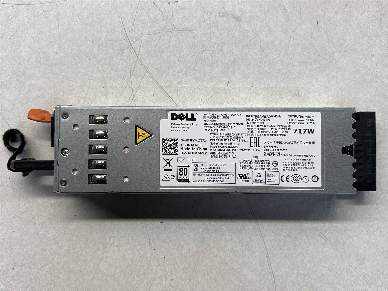 DELL M5FYY 717WATT SWITCHING POWER SUPPLY FOR POWEREDGE SERVER D717P-S0