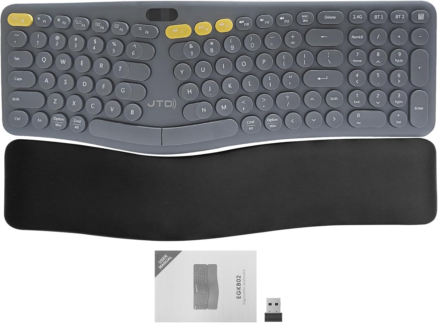 J-Tech Digital ProType S Wireless Split Ergonomic Keyboard for Long Nails
