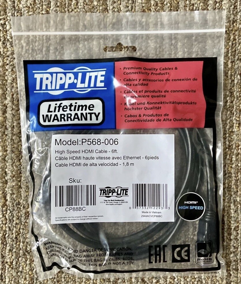 TRIPP LITE CONNECTIVITY P568-006 6FT HIGH SPEED HDMI FLAT CABLE - GOLD PLATED