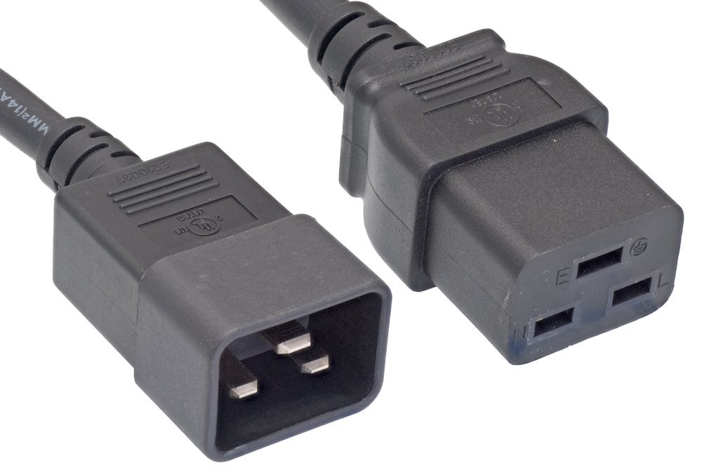 Cablelera IEC 320 C20 to IEC 320 C19 Power Cord Extension, 12AWG Heavy Duty, 20A