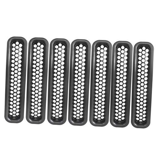 Wrangler Grill Mesh Inserts Front Grille Guard Cover Clip-in Matte Black for