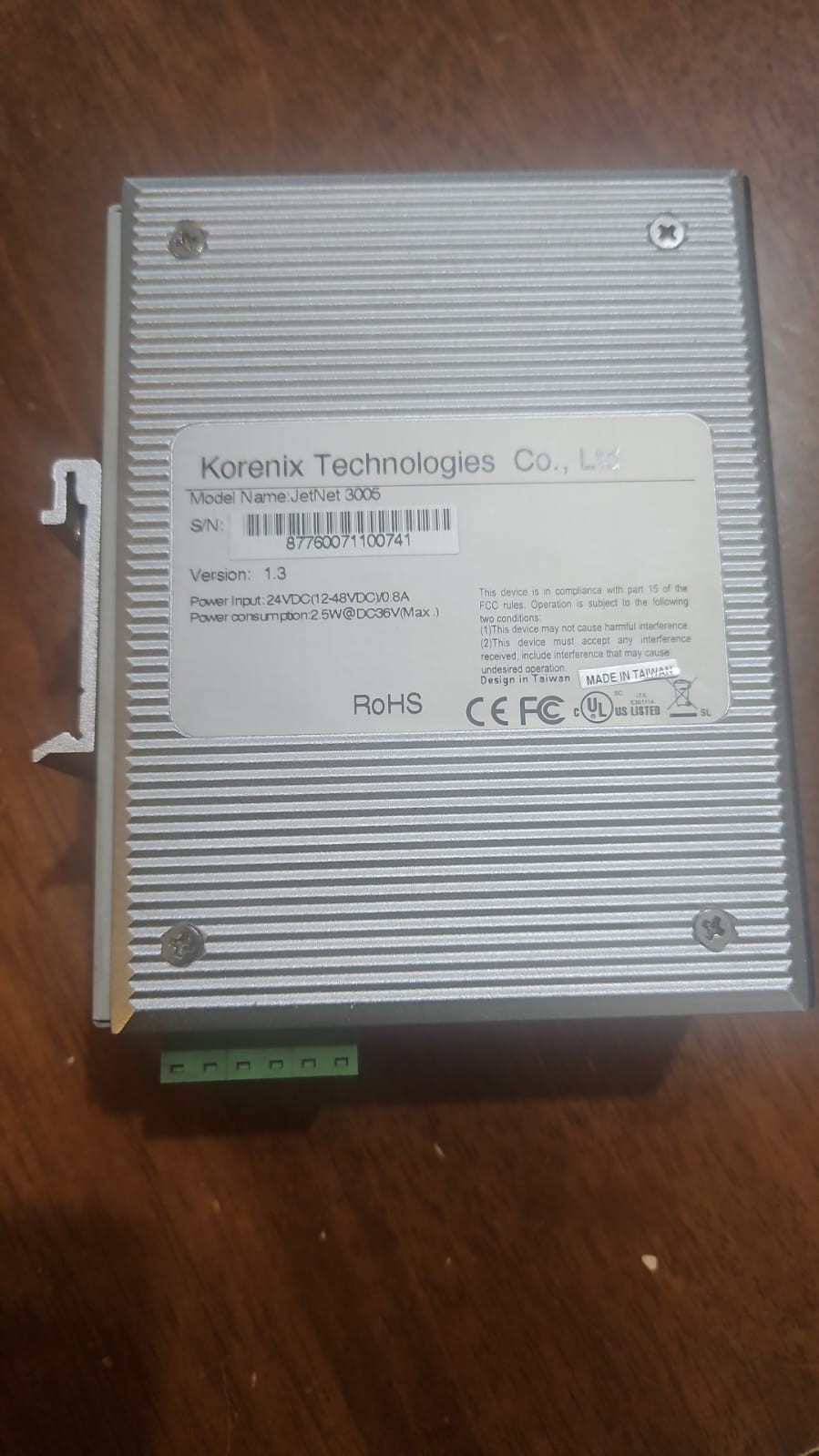 Korenix JetNet 3005 Industrial 5-Port Unmanaged Ethernet Switch DIN Rail 10/100