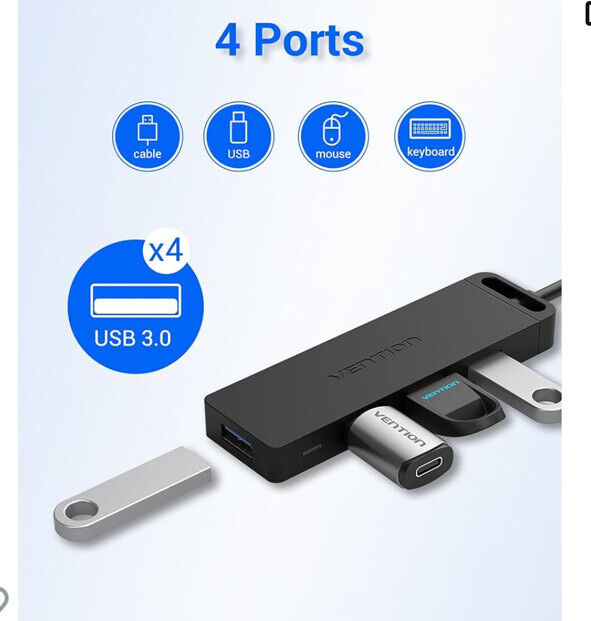 VENTION USB Hub - USB C to USB 3.0 Hub with 4 Ports and 0.5ft Extended Cable Ult