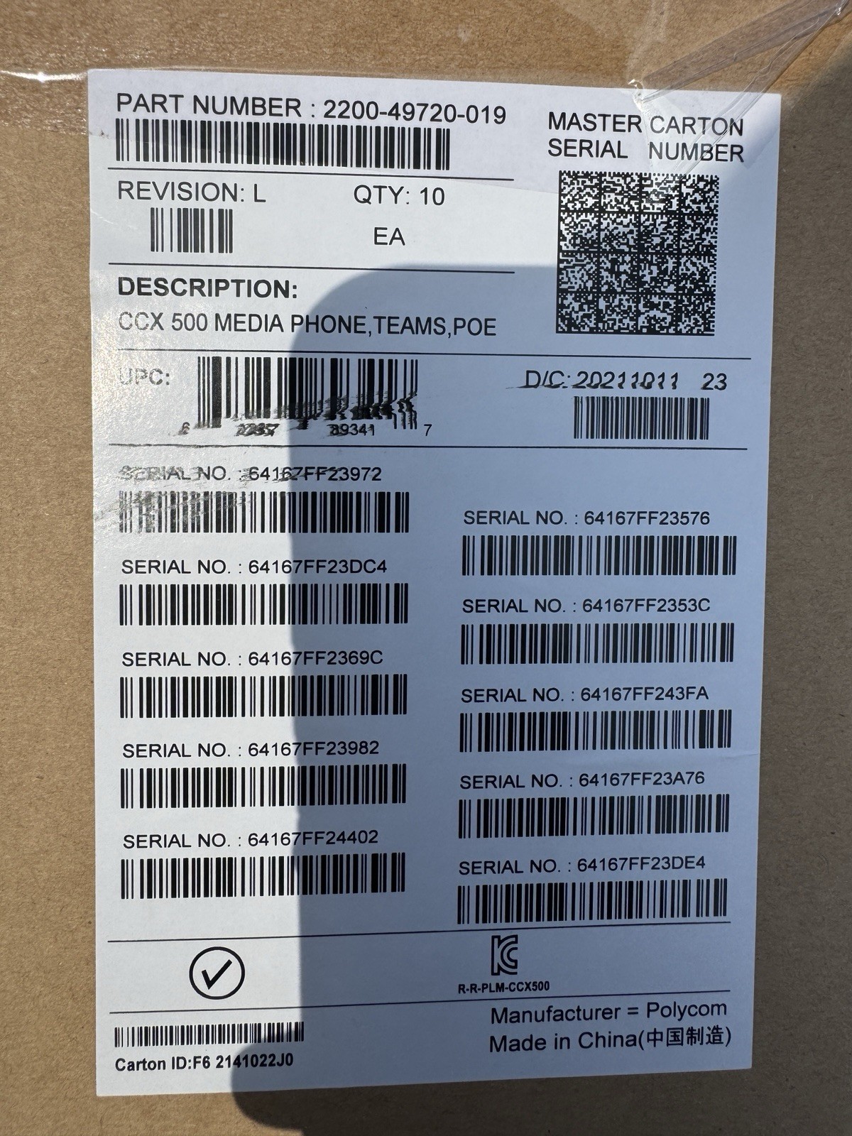 NEW case of 10 Polycom CCX 500 Business Media phone Open SIP  2200-49720-001