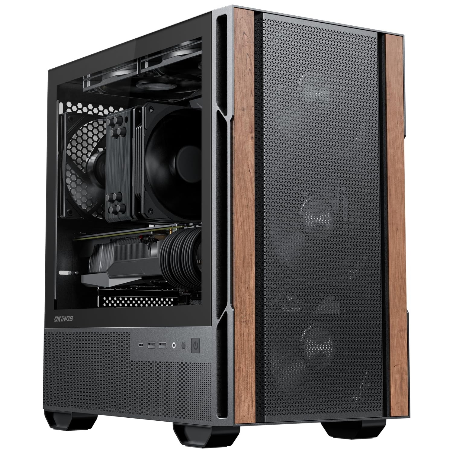 Genuine Walnut Wood Micro ATX Case, MATX PC Case with 4 × 120mm 3 Pin Non-P