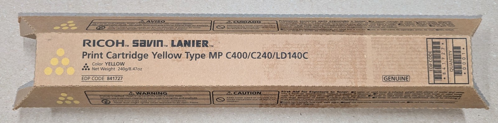 Genuine Ricoh Type MP 841727 Yellow Toner Cartridge Ricoh/Savin/Lanier MP C400