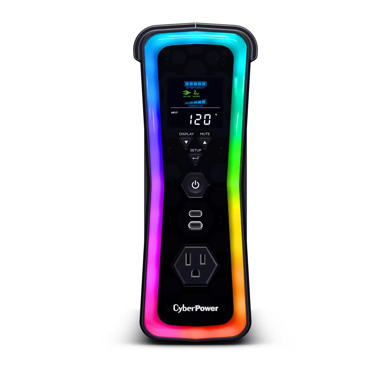 CyberPower - GX150C2 Gaming UPS Battery Backup with RGB Lighting, Sine Wave O...