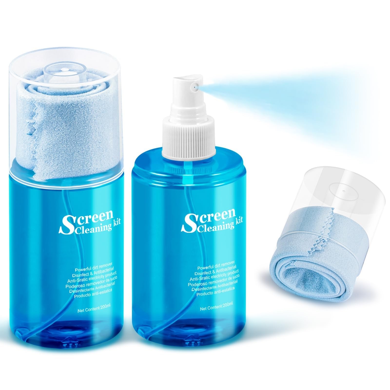 2 Pcs Car Screen Cleaner Spray and Wipe, Touchscreen Cleaning Kit