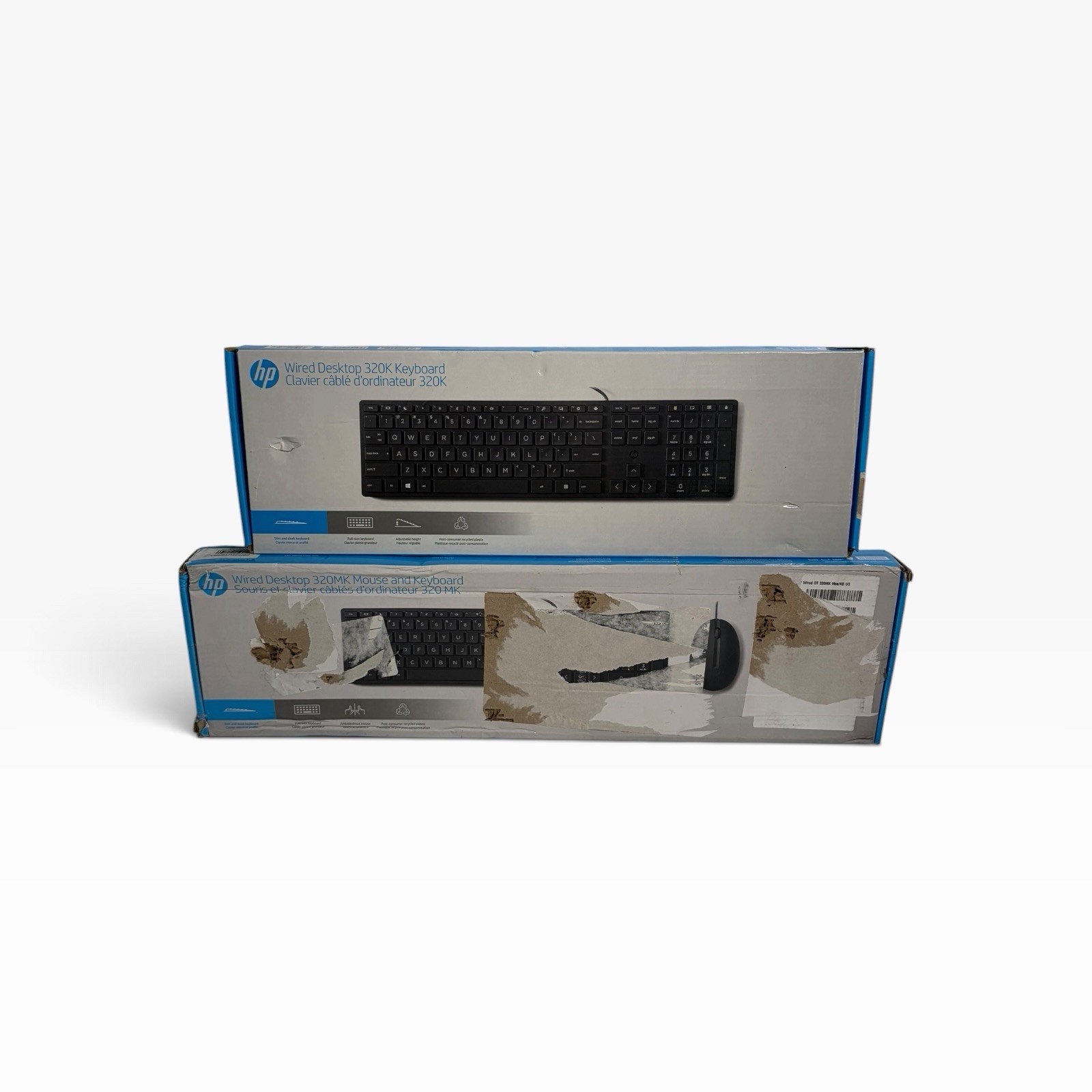 2- Pack HP 320MK Wireless Keyboard & Mouse & HP 320K Keyboard New (Damaged Box)