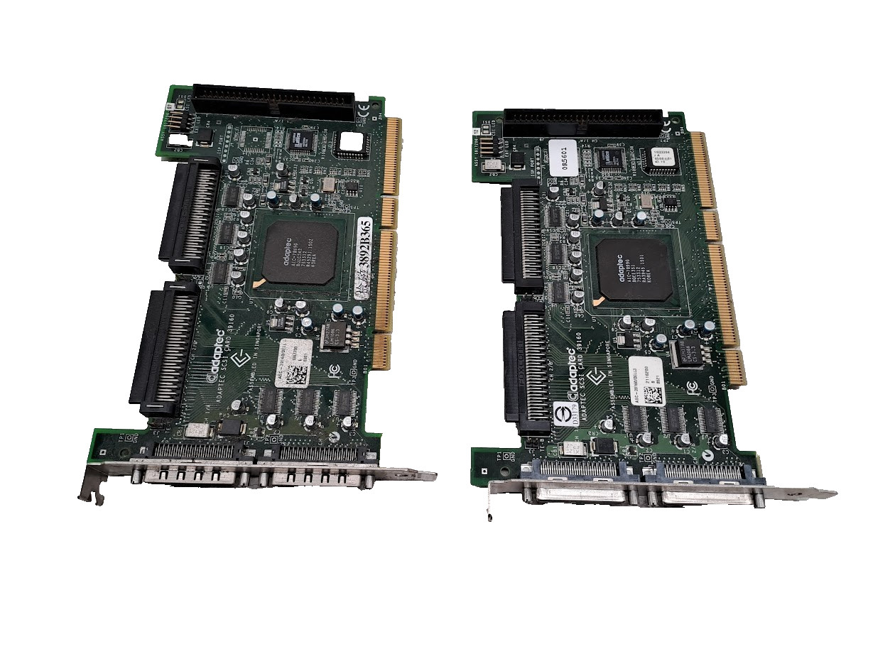 Lot of 2 Adaptec SCSI Card 39160 SCSI Controller ASC-39160 PCI-X Card