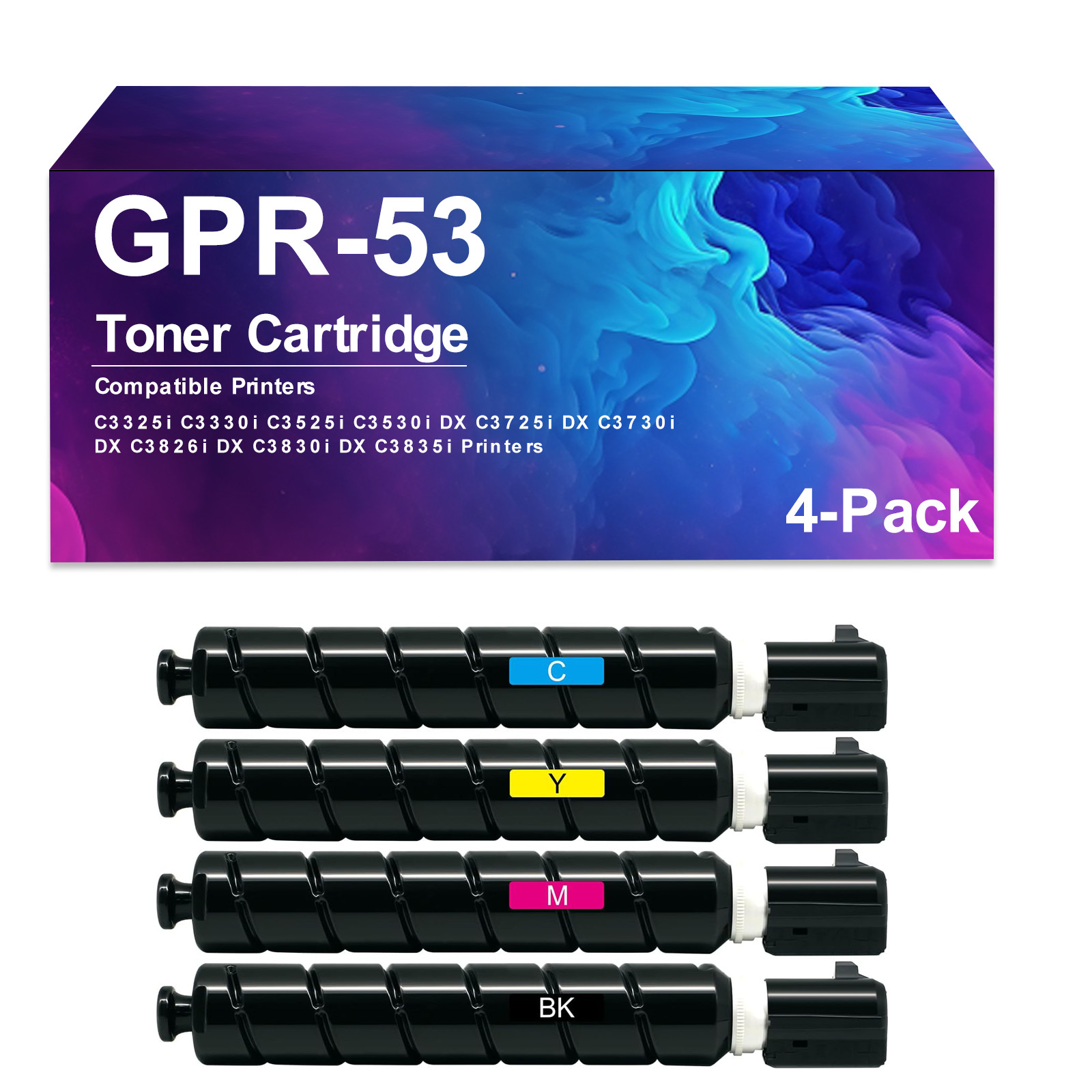 4 Pack GPR-53 Toner Cartridge for ImageRunner Advance C3325i C3330i C3525i C3530