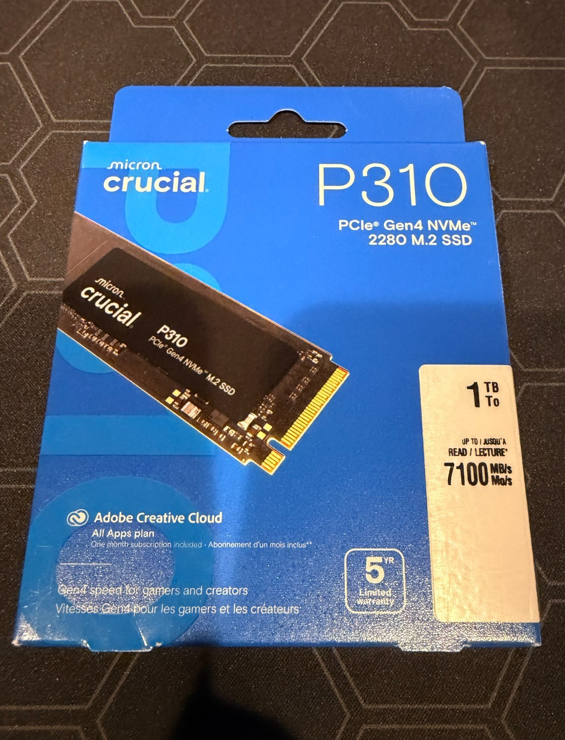 Crucial P310 1TB PCIe Gen4 NVMe M.2 2280 SSD CT1000P310SSD8 New and sealed