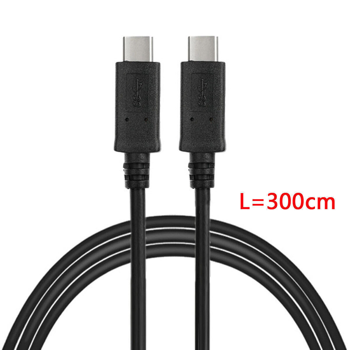 3m 10Gbps Reversible USB 3.1 Type-C Male to USB-C Male Data Cable for Laptop