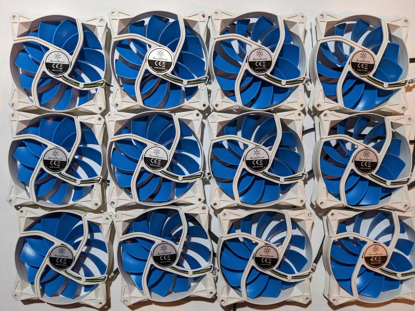 12 BUNDLE Silverstone FQ141 140mm PWM PC case Fan Blue and White | USED