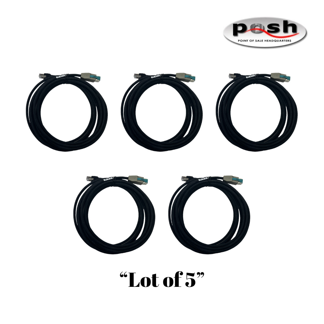 "Lot of 5" Unused Zebra USB Power Plus 5M Cable Part Number: CBA-U52-S16PAR