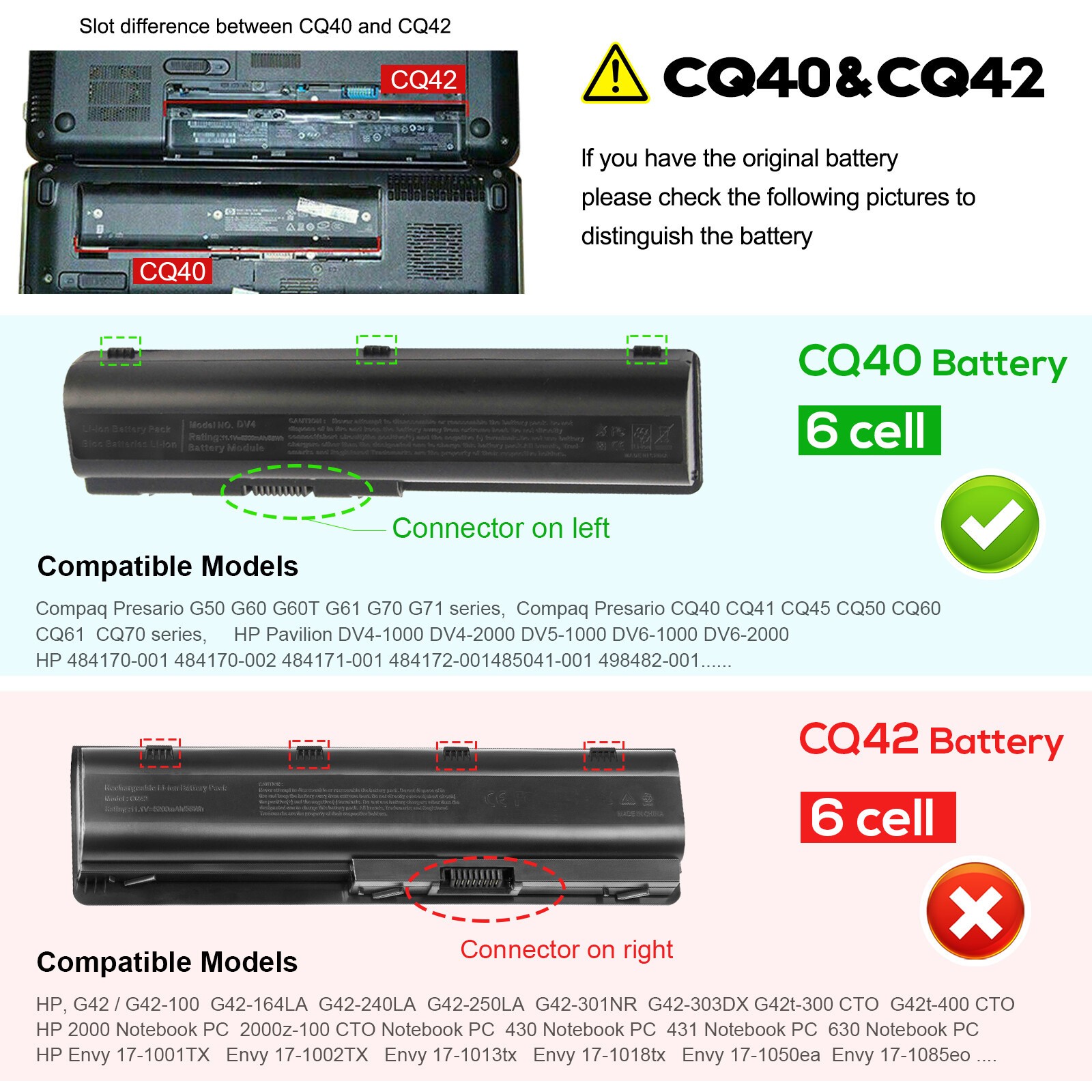 ✅EV06 Battery for HP Pavilion G50 G60 G61G70 G71 DV4 DV5 DV6 CQ40 CQ45 CQ50 CQ60