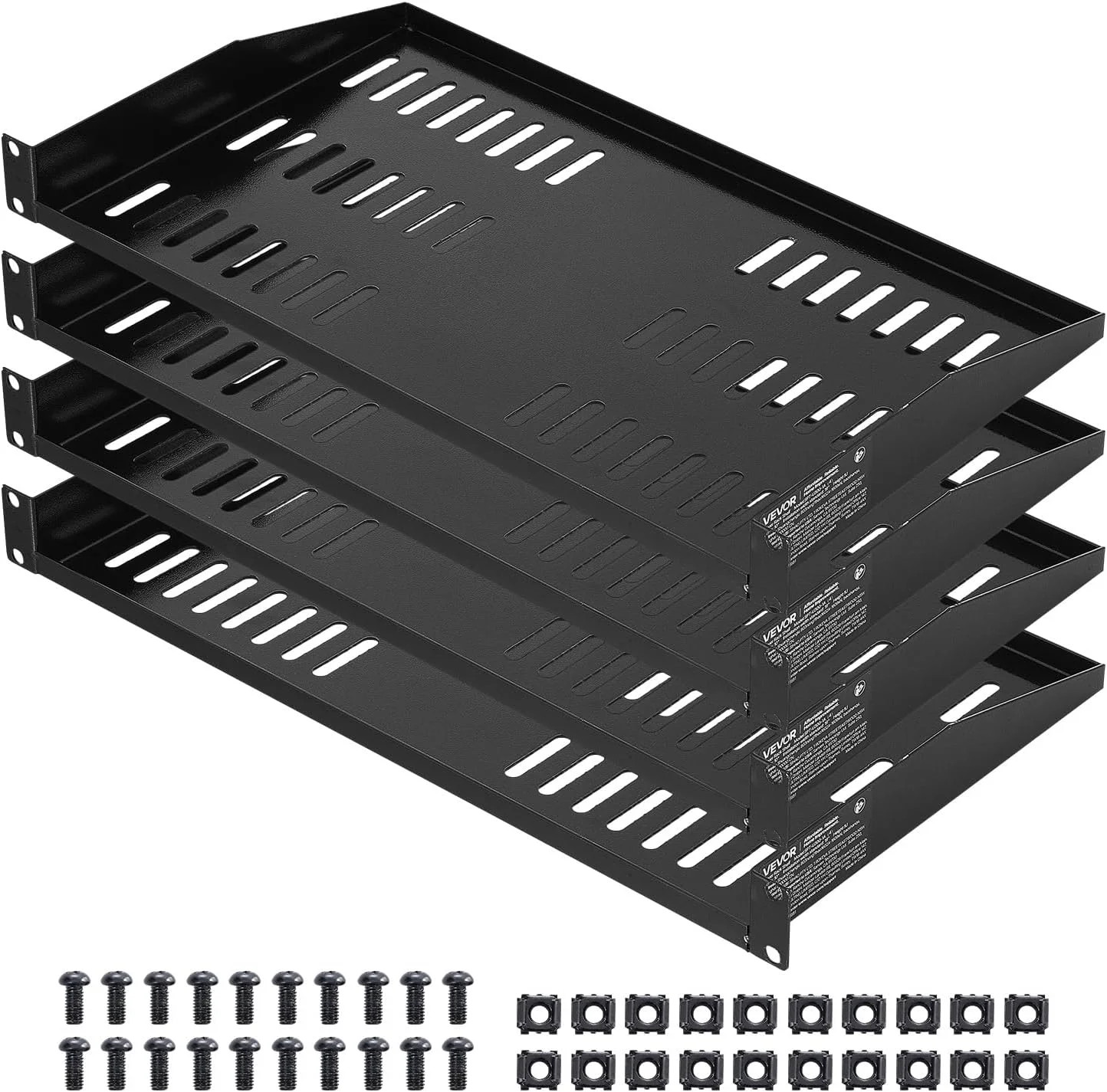 VEVOR 4PCS 1U Server Rack Shelf Universal Vented Rack Mount Cantilever Tray