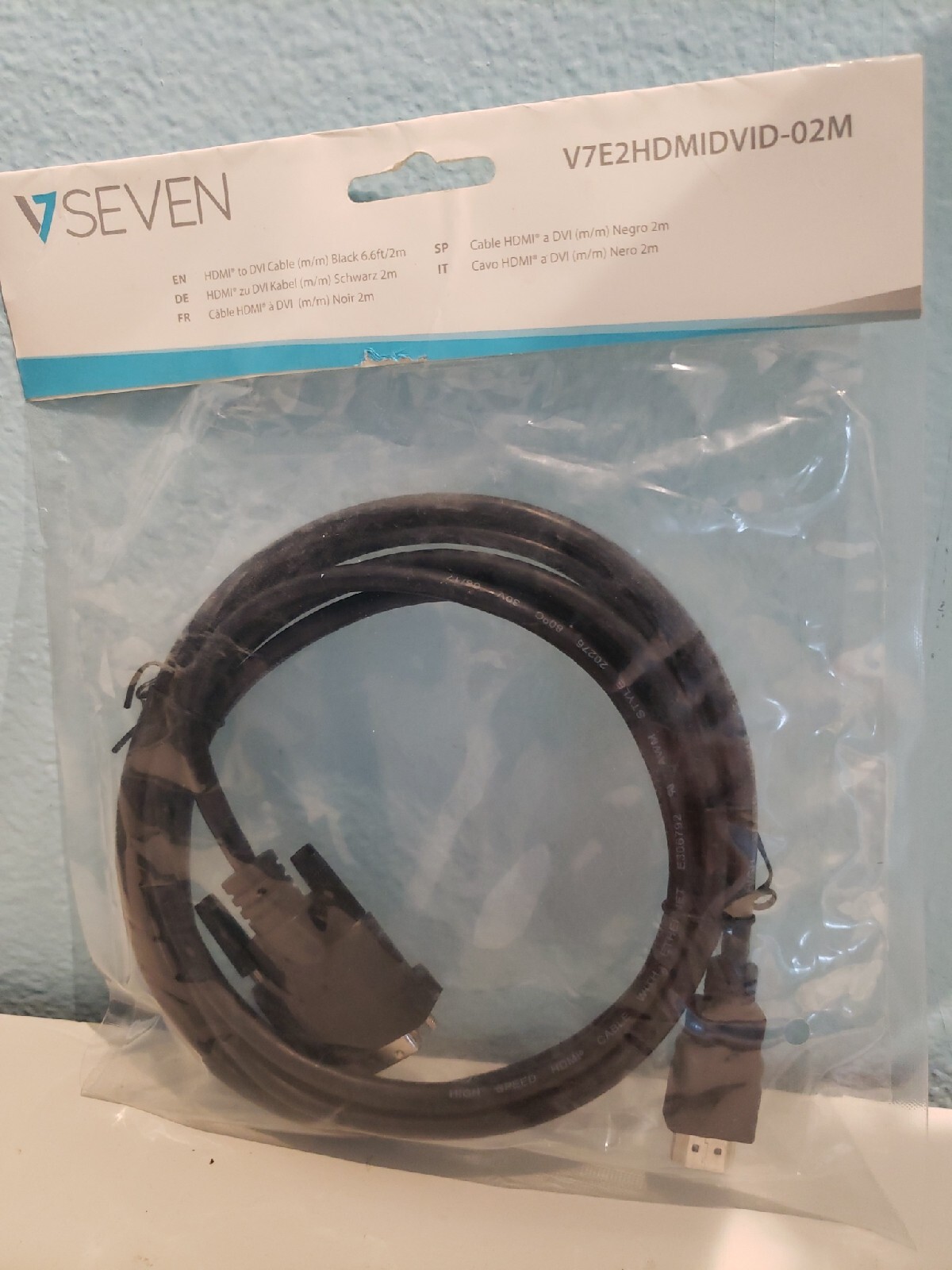 VSEVEN V7E2HDMIDVID-02-M HDMI to DVI Cable ***NEW, In Original Sealed Package***