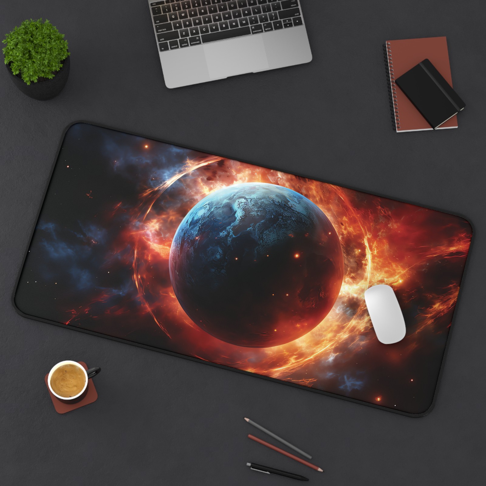 Galaxy Desk Mat Large Space Mouse Pad Cinematic Planet Desk Pad Gaming Setup