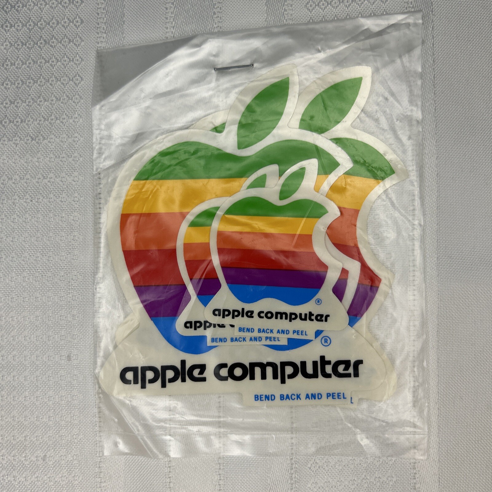 4 Vintage Original 1980s Apple Macintosh Computer Logo Rainbow Decal Stickers