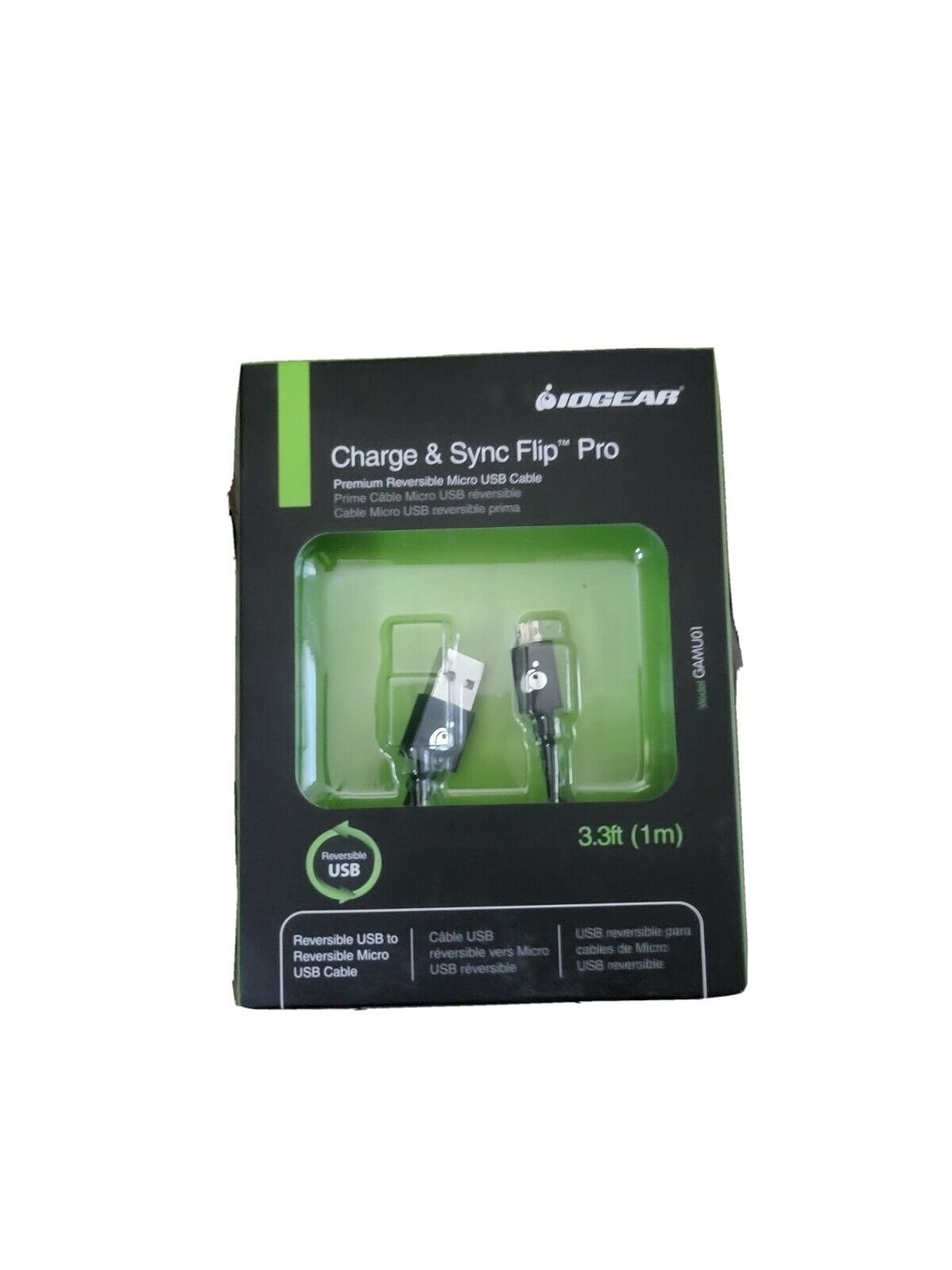 GAMU01 IOGEAR Charge and Sync Flip Pro, Reversible USB to Reversible Micro USB