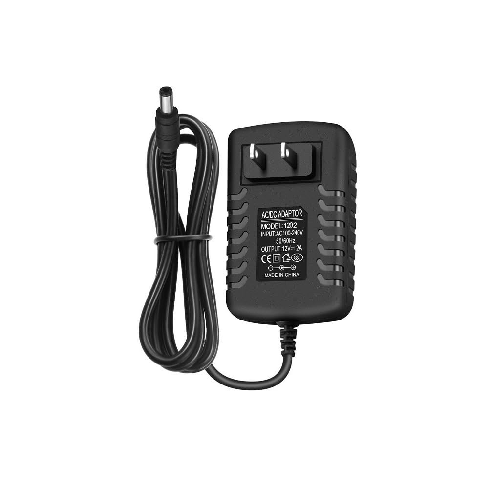 12V DC Power Supply 2A, Adapter Cord, 5.5 * 5.5mm x 2.5mm, Black