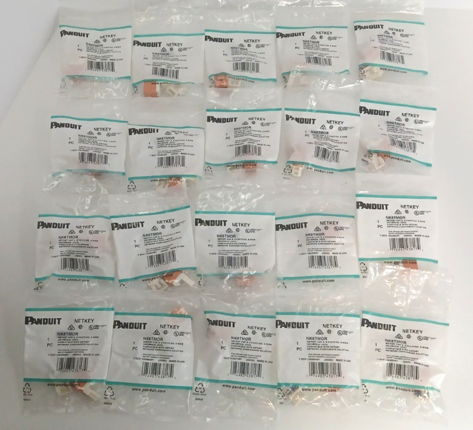 20 Panduit NetKey NK6TMOR Cat6 Jack Orange Tool-less RJ45 Keystone NEW Lot