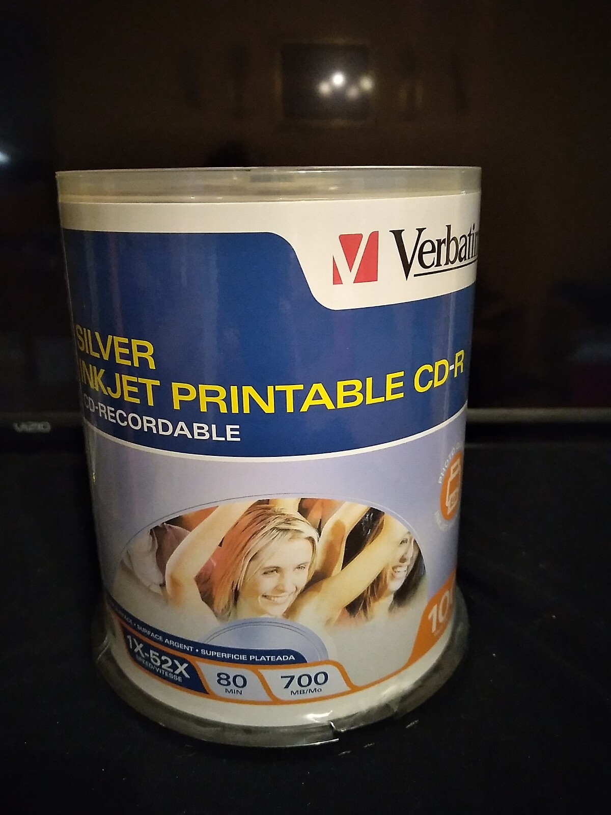 Verbatim CD-R 52x 700MB Silver Inkjet Printable 100/Spindle Brand New & Sealed