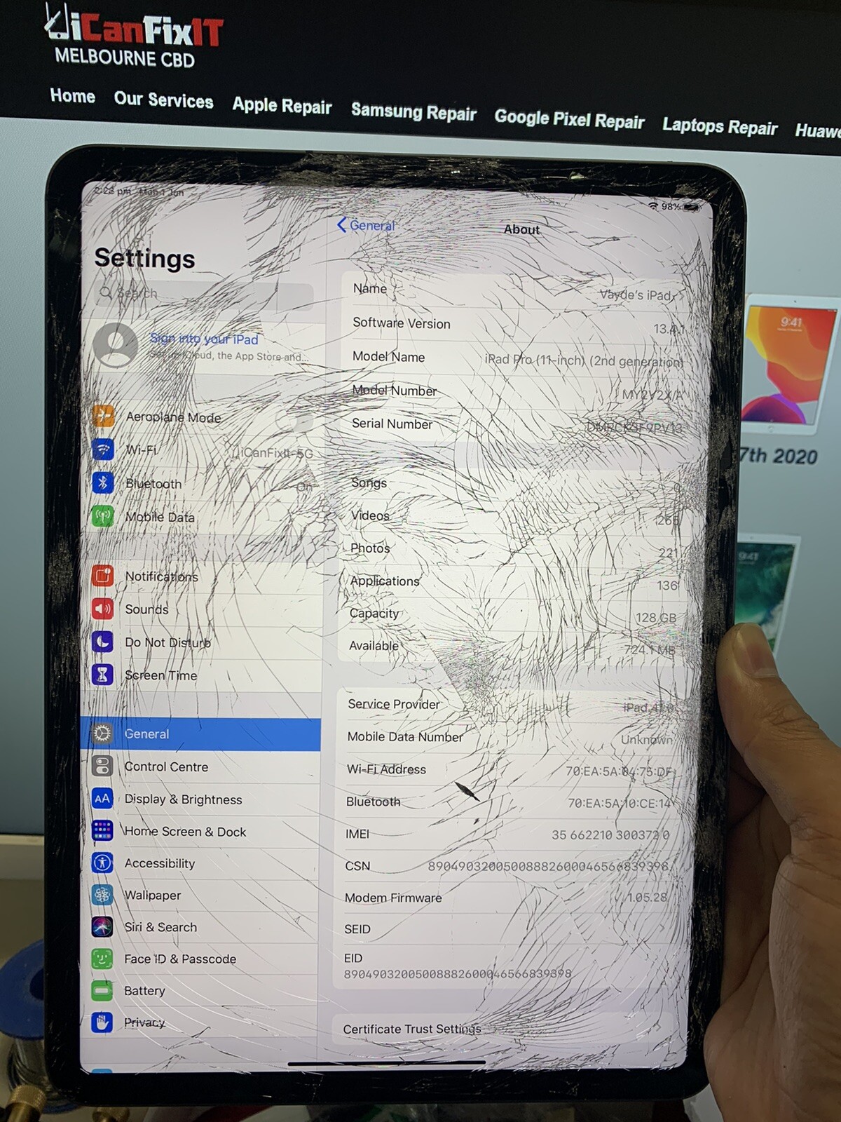iPad Pro 11” 2nd Screen Repair Glass Replacement - LCD Must Work- Fix By Mail-in