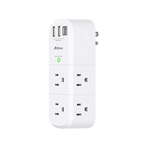 Mifaso Surge Protector 6 AC Outlets & 3 USB Ports, 1800J, Rotating Plug Power
