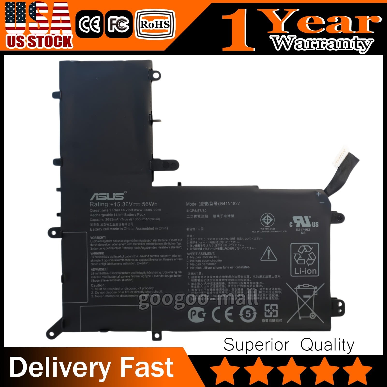 Genuine 56Wh B41N1827 Battery for ASUS ZenBook Flip 15 UX562FA UX562FD UX562IQ