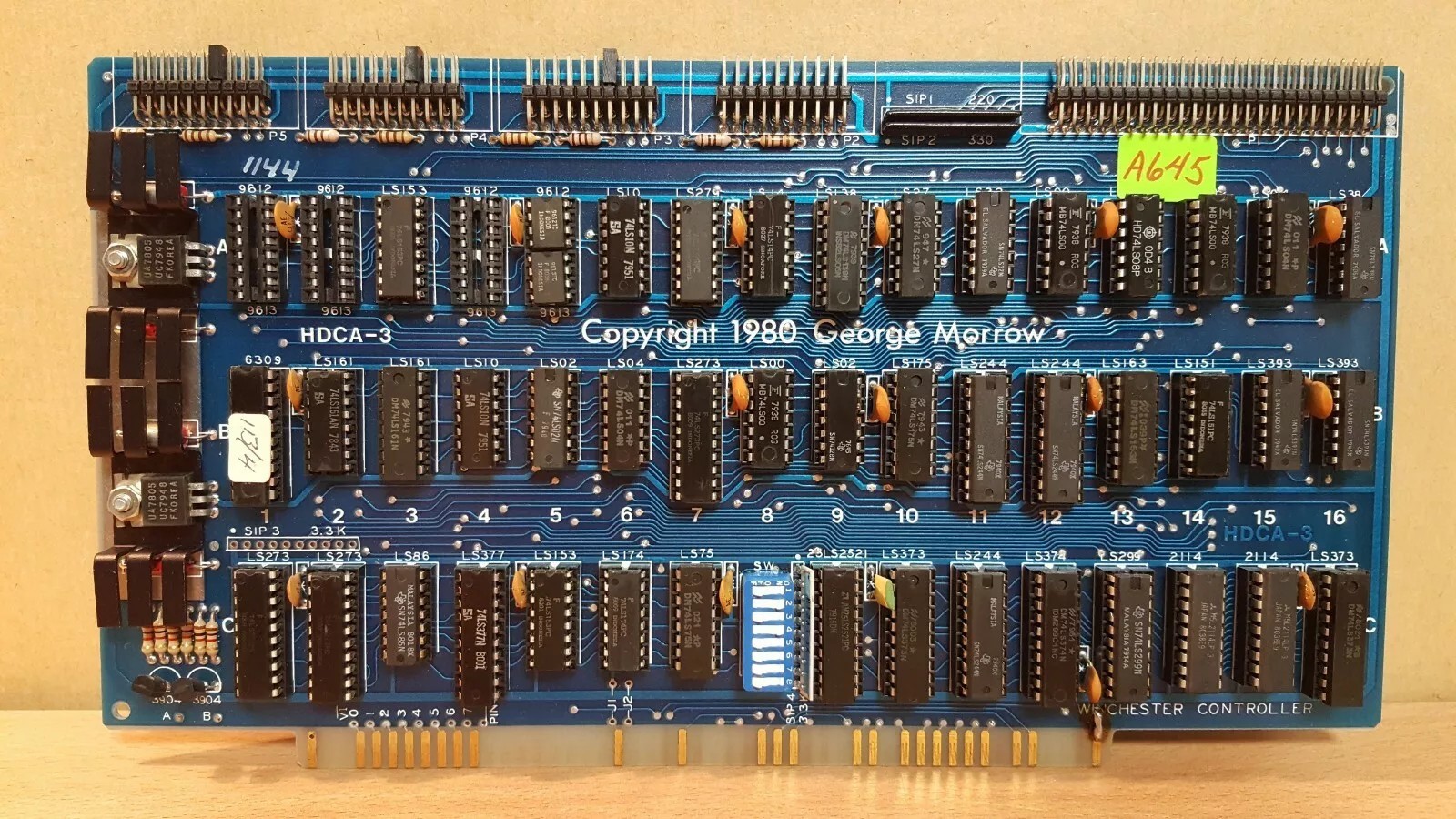 S100 George Morrow HDCA-3 Winchester Hard Disk Controller Card, Copyright 1980