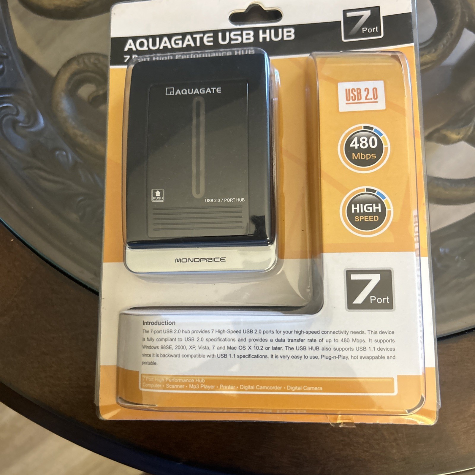 Sealed Monoprice Aquagate 7-Port High Performance USB 2.0 Hub Hi-Speed MS-UH2070