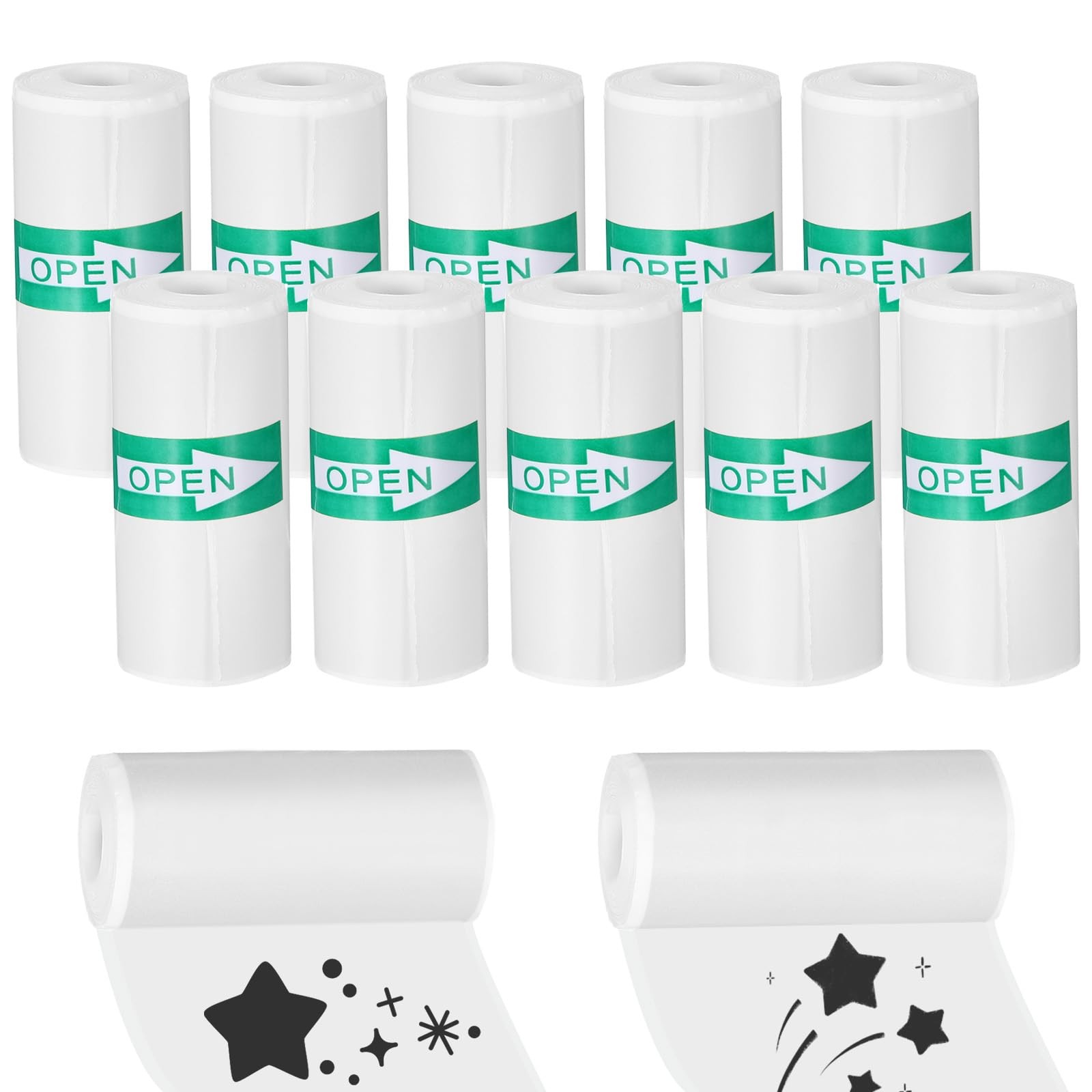 10 Rolls White Mini Printer Sticker Paper, Self-Adhesive Thermal Printer Pape...