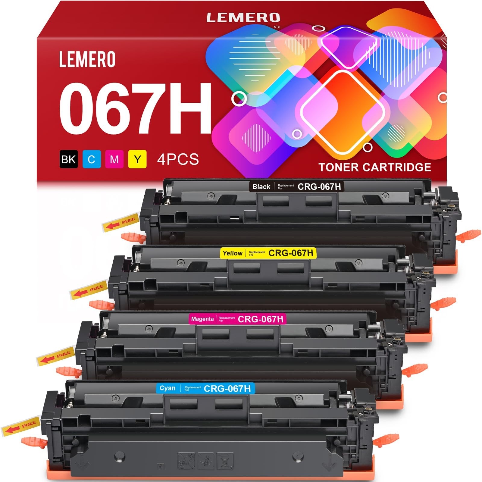 LEMERO 067H 4-Pack Toner for Canon MF656Cdw MF654Cdw MF653Cdw LBP632Cdw